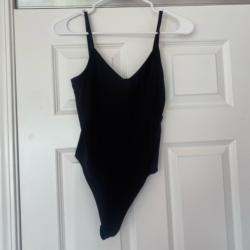 black v-neck bodysuit
